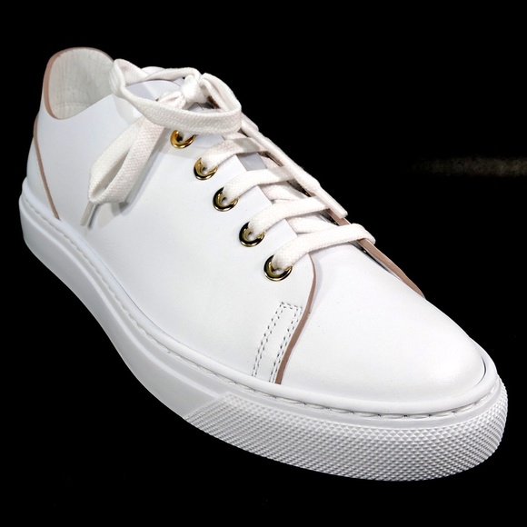 BALDININI 🇮🇹 WHITE LEATHER COMFORT FLAT SNEAKERS - Picture 3 of 8